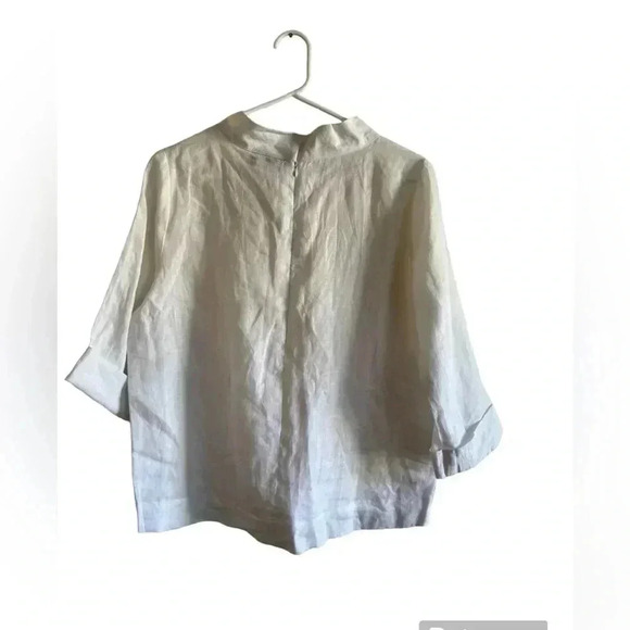 APNY WHITE LINEN FUNNEL NECK PULLOVER - Picture 5 of 12